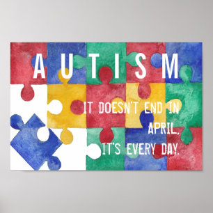 Affisch för Autismmedvetenhetvattenfärg