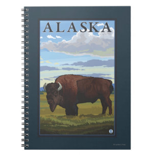 Affisch för Bisonplatsvintage resor Anteckningsbok