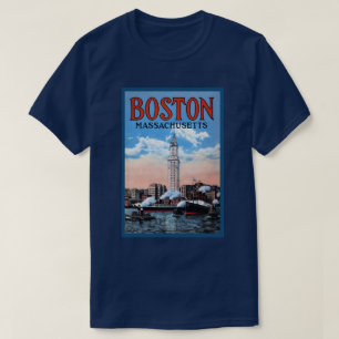 Affisch för Boston hamnMassachusetts vintage resor T Shirt