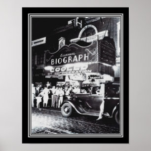 Affisch för Chicago Biograph teater ca.1934 B&W