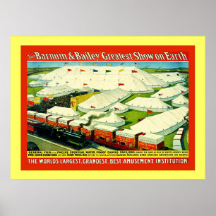 Affisch för cirkus för Barnum & borggård~-vintage
