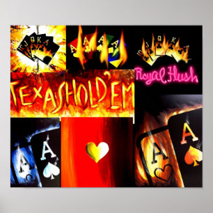 AFFISCH FÖR COLLAGE FÖR EM FÖR POKERKONSTTEXAS