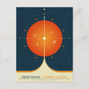 Affisch för Deep Space Atomic Clock, orange versio Vykort