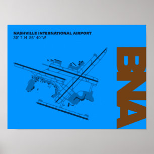 Affisch för diagram för Nashville flygplats (BNA