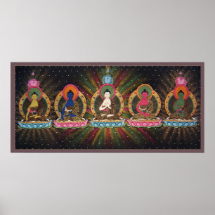 Affisch för fem Dhyani Buddhas