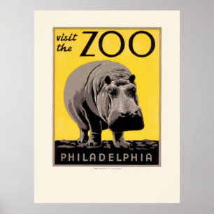 Affisch för flodhäst WPA för vintagePhiladelphi
