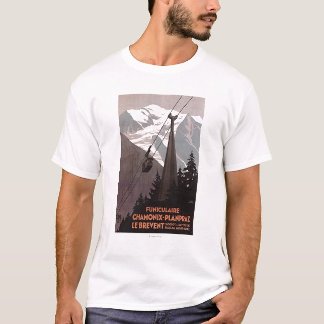 Affisch för Funiculaire Le Brevent kabelbil T Shirt (Framsida)