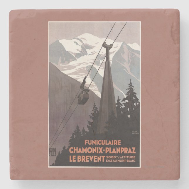 Affisch för Funiculaire Le Brevent kabelbil Underlägg Sten (Framsidan)