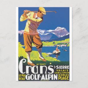 Affisch för GolfAlpin vintage resor Vykort