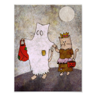 Affisch för Halloween kattkonst Fototryck