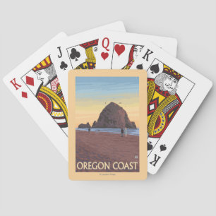 Affisch för höstackstenvintage resor spel kort