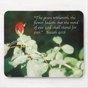 Affisch för Isaiah 40:8Scripture (röd rosknoppen Musmatta