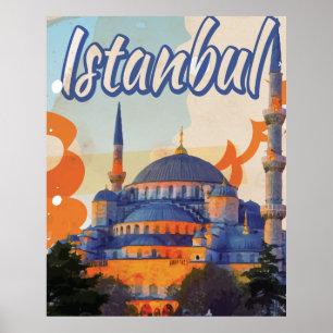 Affisch för Istanbul Aya Sophia moskévintage res