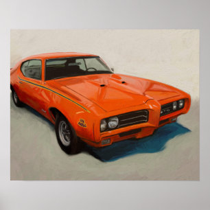 Affisch för klassikermuskelbil - "domaren" '69 GTO