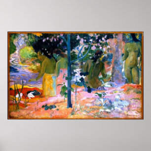 affisch för konst för badarePaul Gauguin målning