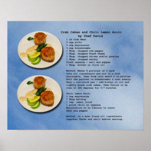 Affisch för krabbatårtarecept
