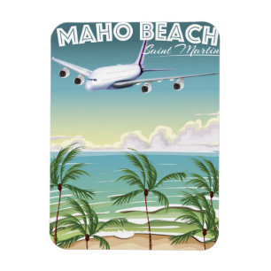 Affisch för Maho strandSt Martin flygplan Magnet