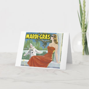 AFFISCH FÖR MARDI-GRASVINTAGEKONST KORT