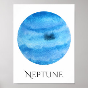 Affisch för Neptune planetvattenfärg
