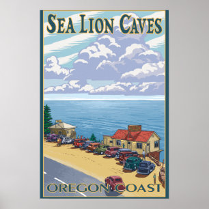 Affisch för OregonSea lejon grottavintage resor