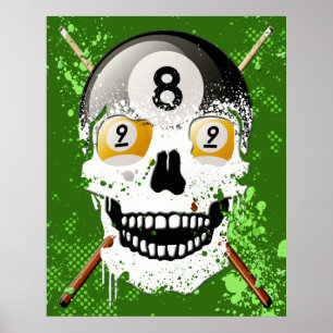 affisch för skalle för 8 & 9 bollbiljard