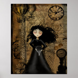 Affisch för Steampunk Goth flickakonst