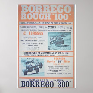 Affisch för tävling för Borrego buse 100