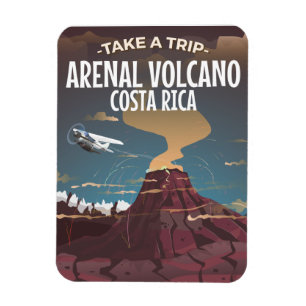 Affisch för tecknad för Arenal vulkanCosta Rica Magnet