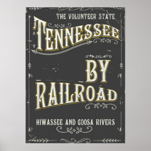 Affisch för Tennessee USA vintagejärnväg