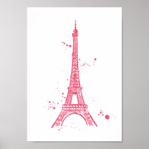 Affisch för tryck för vattenfärg för Eiffel torn