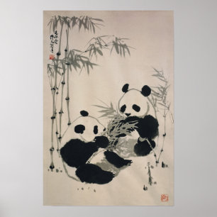 Affisch för två Pandas