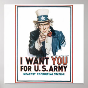 Affisch för Uncle Sam, Amerika. Jag önskar dig f