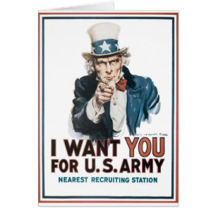 Affisch för Uncle Sam, Amerika. Jag önskar dig Hälsningskort