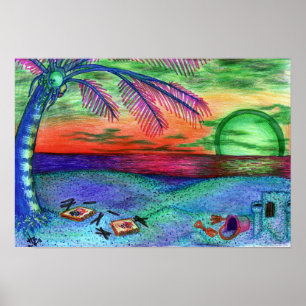 Affisch för vägg 11x13 "för neonstrand"