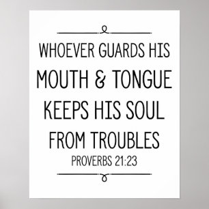 Affisch för Verse för Proverbs21:23bibel