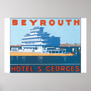 Affisch för vintage resor för Beyrouth St. Georg