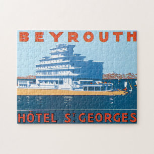 Affisch för vintage resor för Beyrouth St. Georg Pussel