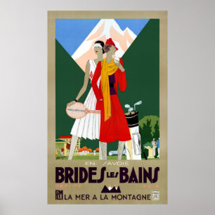 Affisch för vintage resor för brudLes Bains