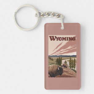 Affisch för Yellowstone River Bisonvintage resor