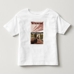 Affisch för Yellowstone River Bisonvintage resor Tee