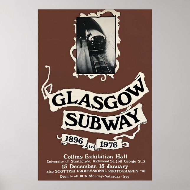 Affisch Glasgow Subway 1896 - 1976, Skottland Tryc (Framsidan)