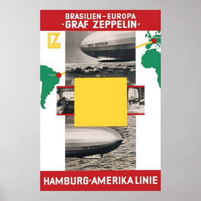 Affisch Graf Zeppelin. Brasilien till Europa 1930- (Framsidan)