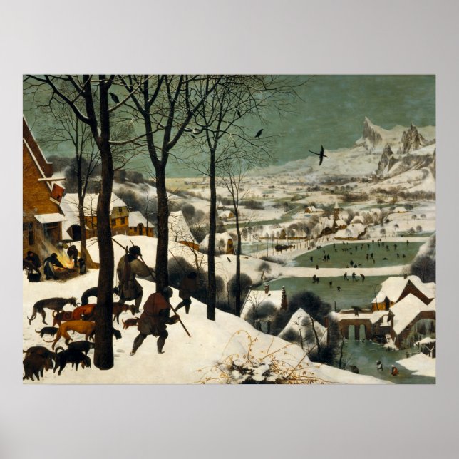 Affisch Jägarna i snö Pieter Bruegel (Framsidan)