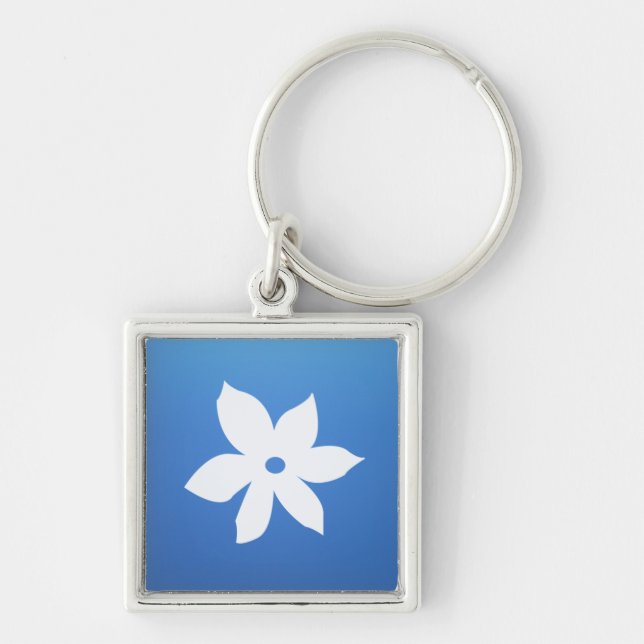 Affisch Keychain Fyrkantig Silverfärgad Nyckelring (Framsidan)