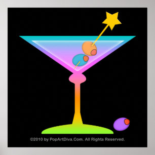 Affisch, Konst - Rainbow Martini Poster