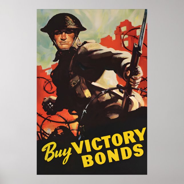 Affisch Köp segerobligationer WWII propaganda kons (Framsidan)