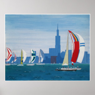 Affisch "Lake Michigan - Chicago ",