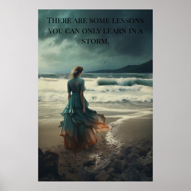 Affisch - Lektioner I En Storm Kvinna på stranden (Framsidan)