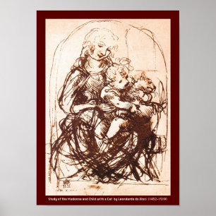Affisch: Madonna & Kristusbarninnehav en katt Poster