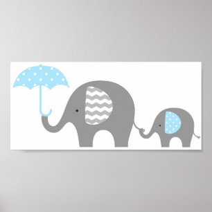 Affisch - Mama & Baby Elefant